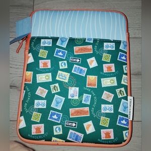 Barnes & Noble Green and Orange Travel-Themed Tablet Sleeve Neoprene Material